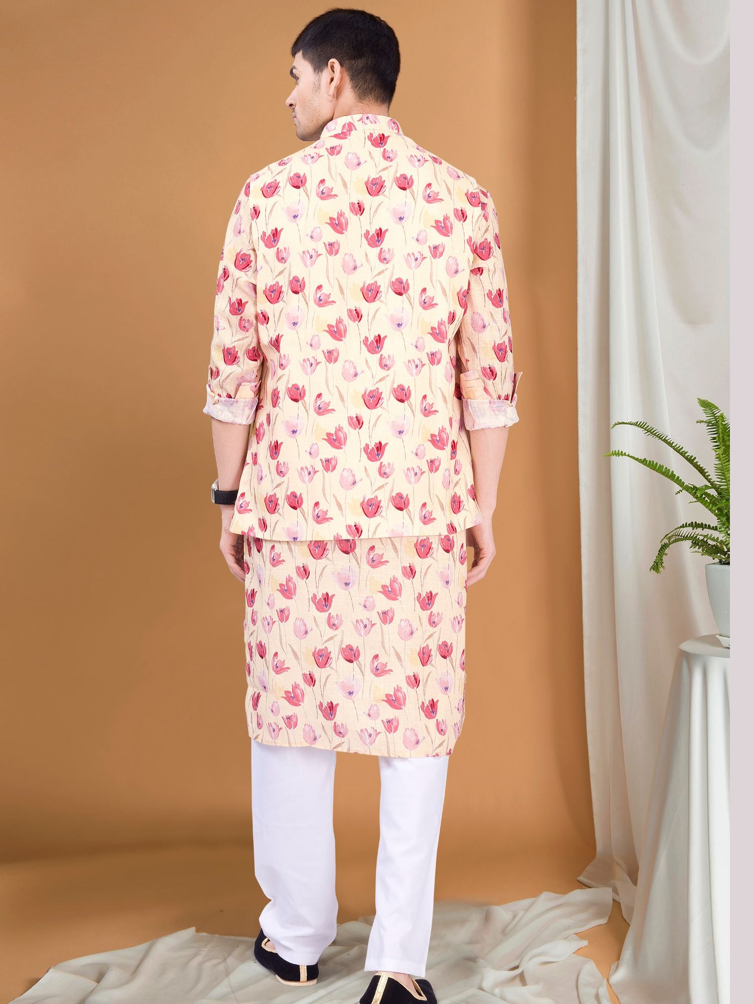 Mellow Yellow Tropical Paradise Kurta Jacket Set