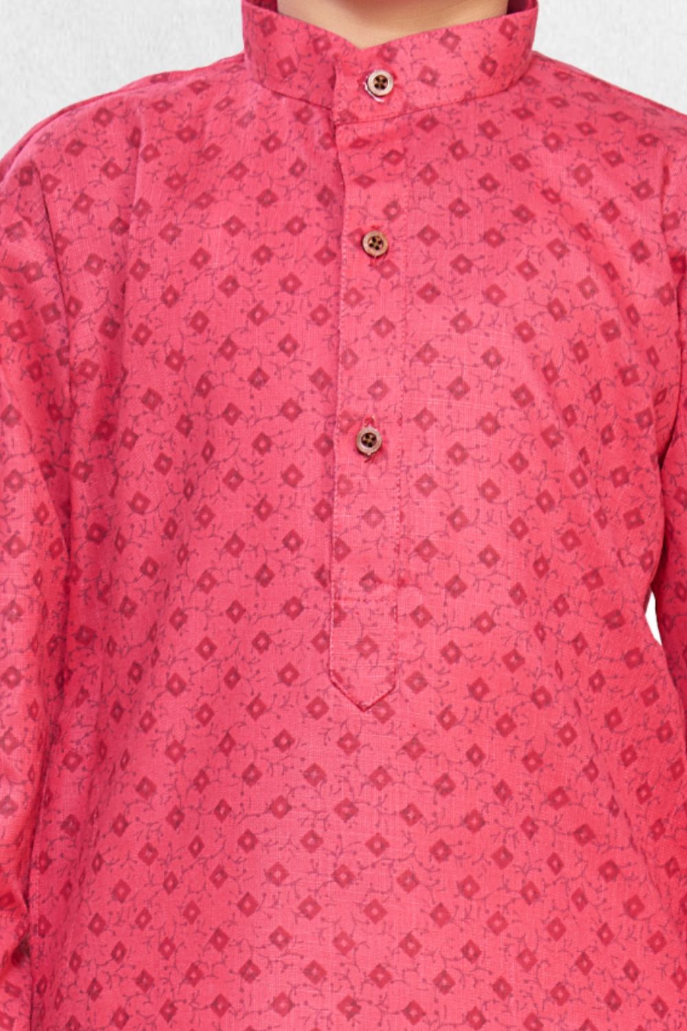 Persion Pink Printed Cotton-Silk Kurta