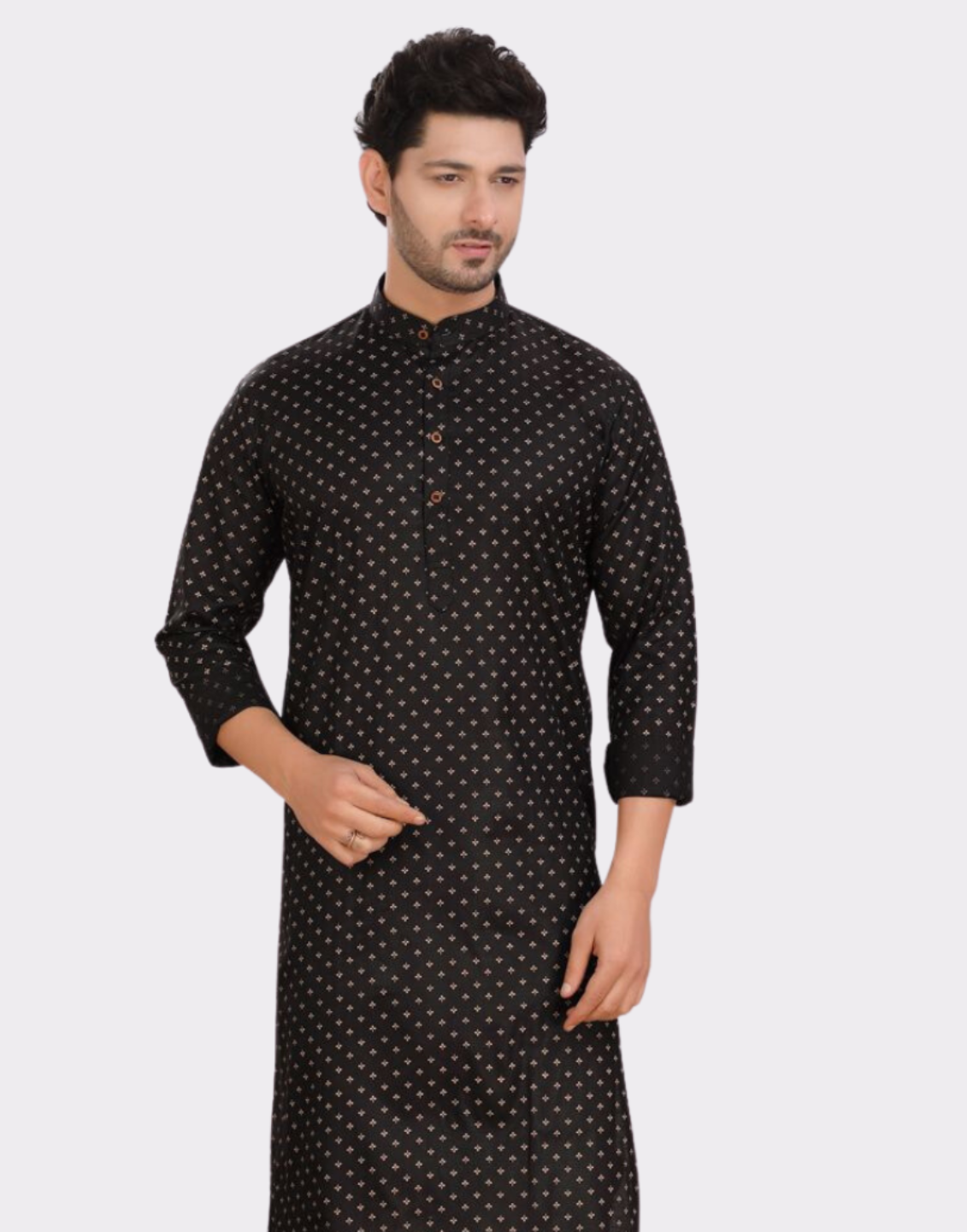Jade Black Cotton Printed Kurta