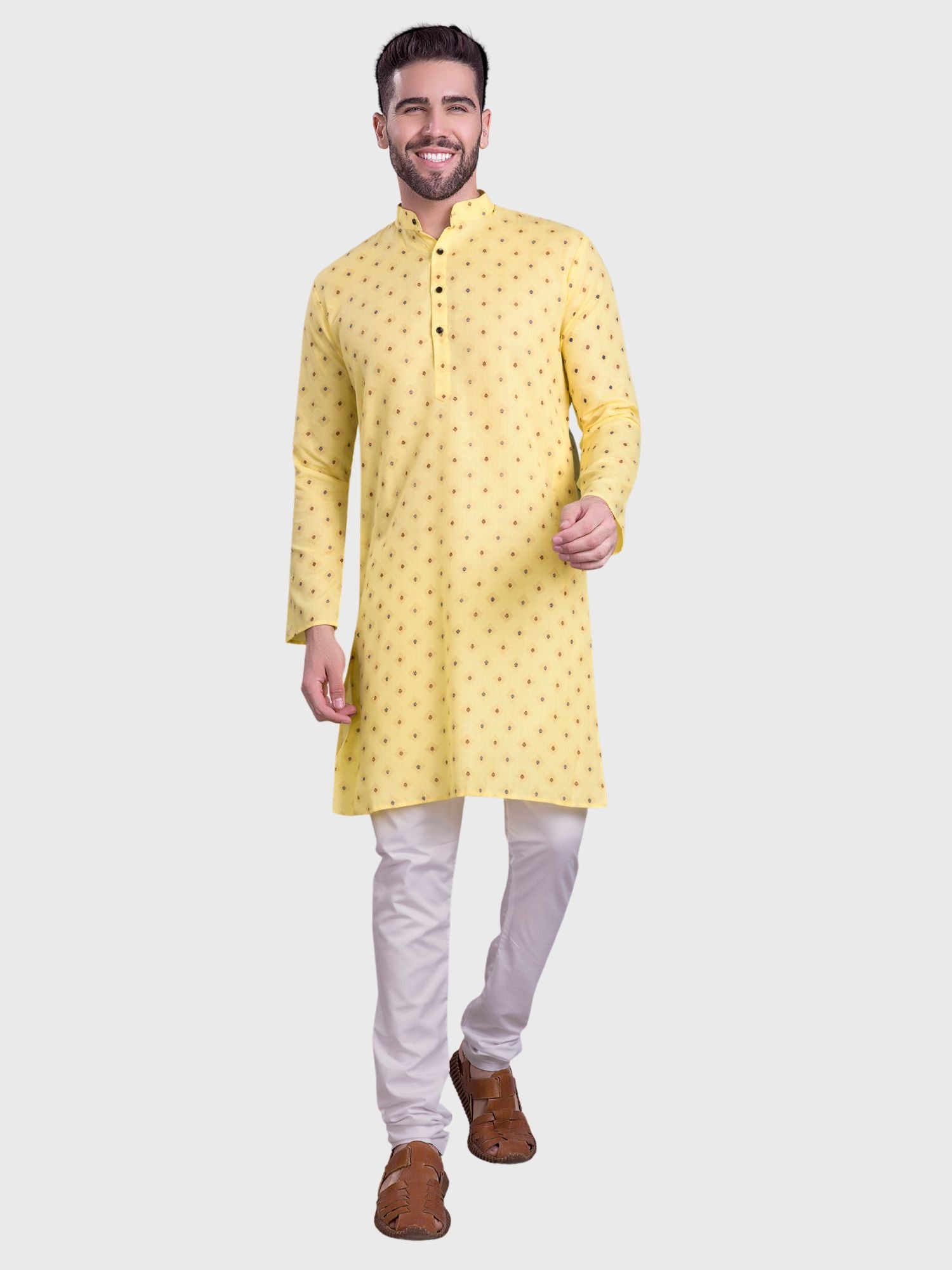 Shine Of Yellow Hloom Printed Cotton Kurta