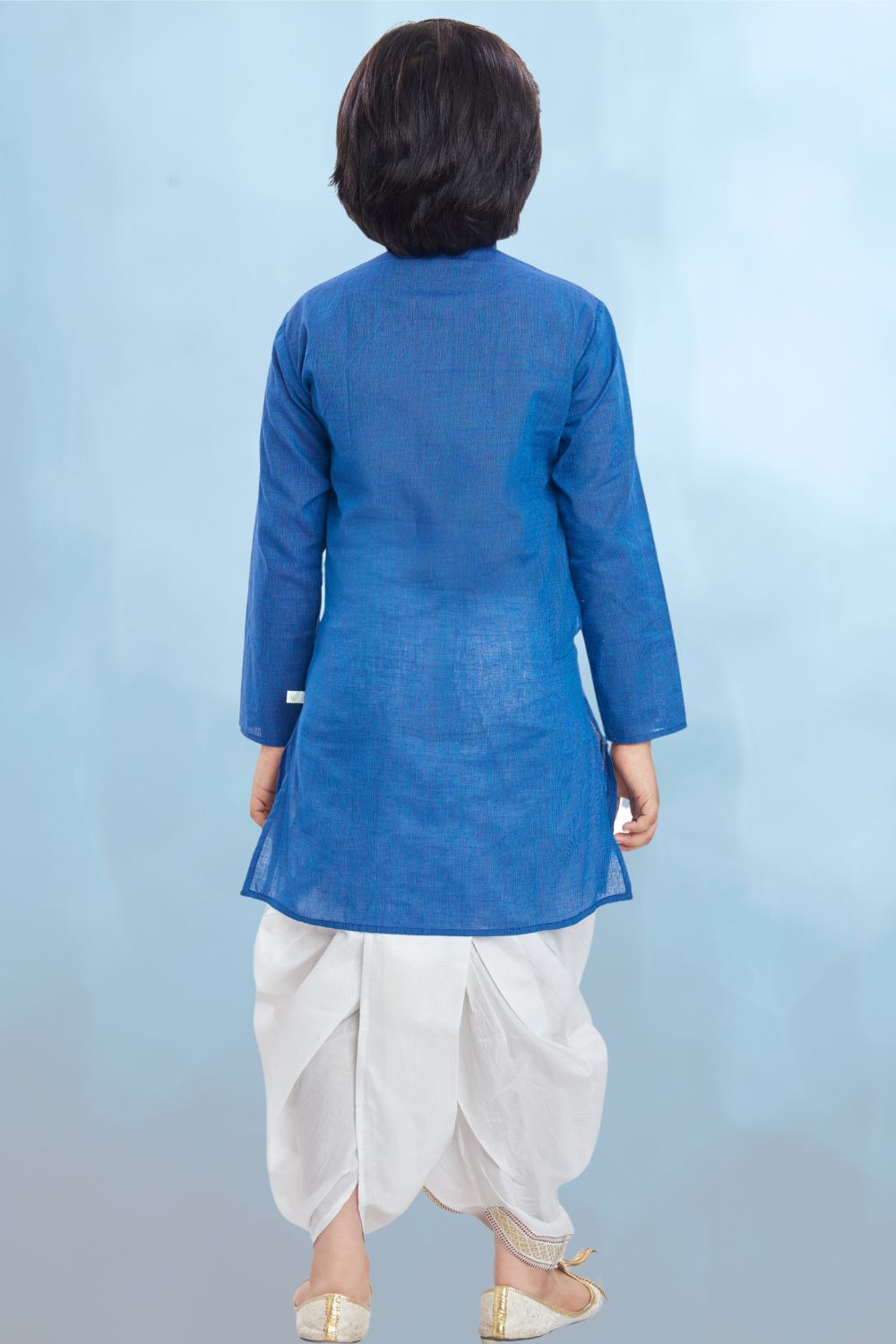 Azure Blue Cotton Kurta Pitambari Dhoti Suit