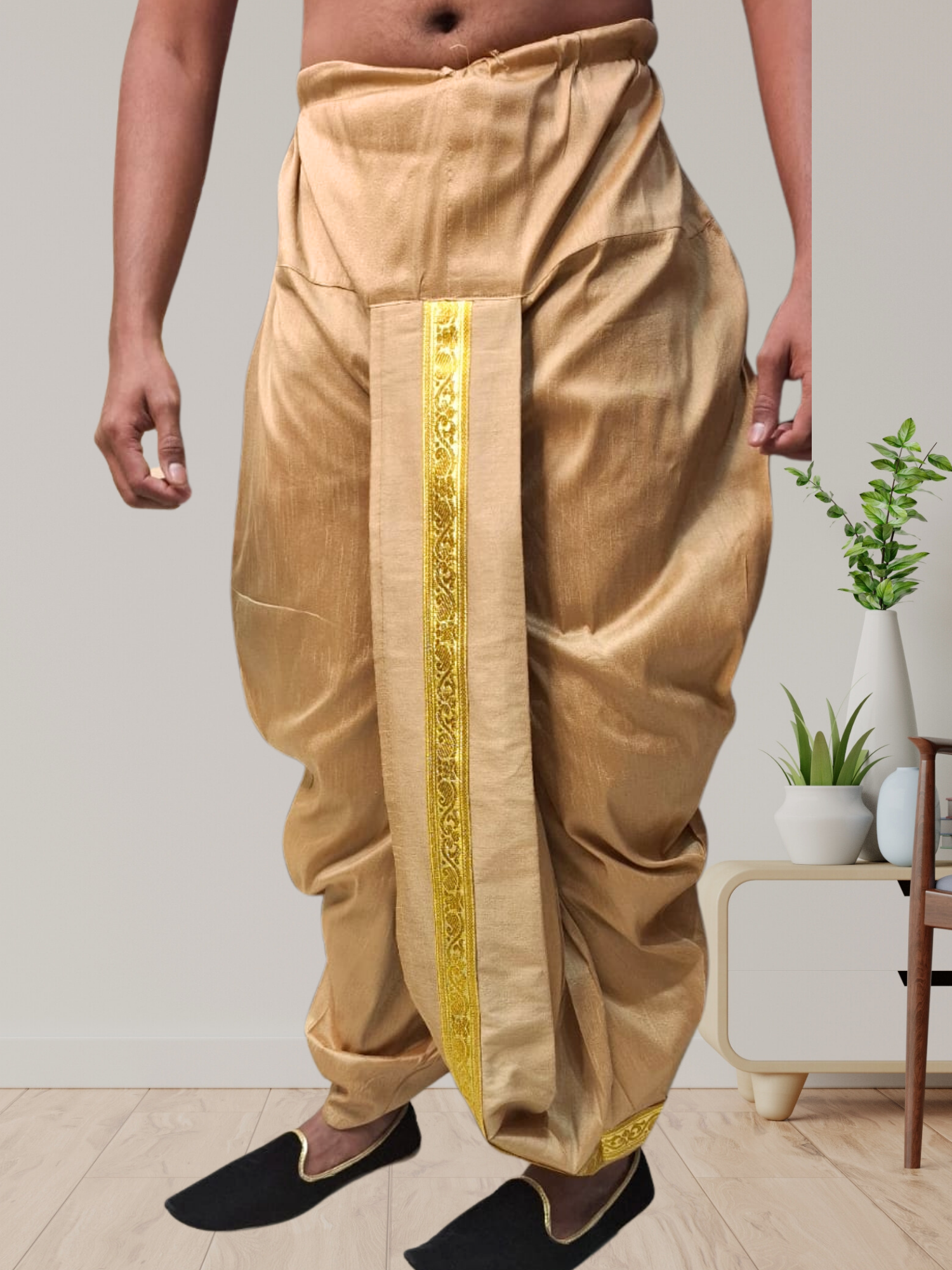 Barn Red Silk Printed Kurta and Matching Dhoti