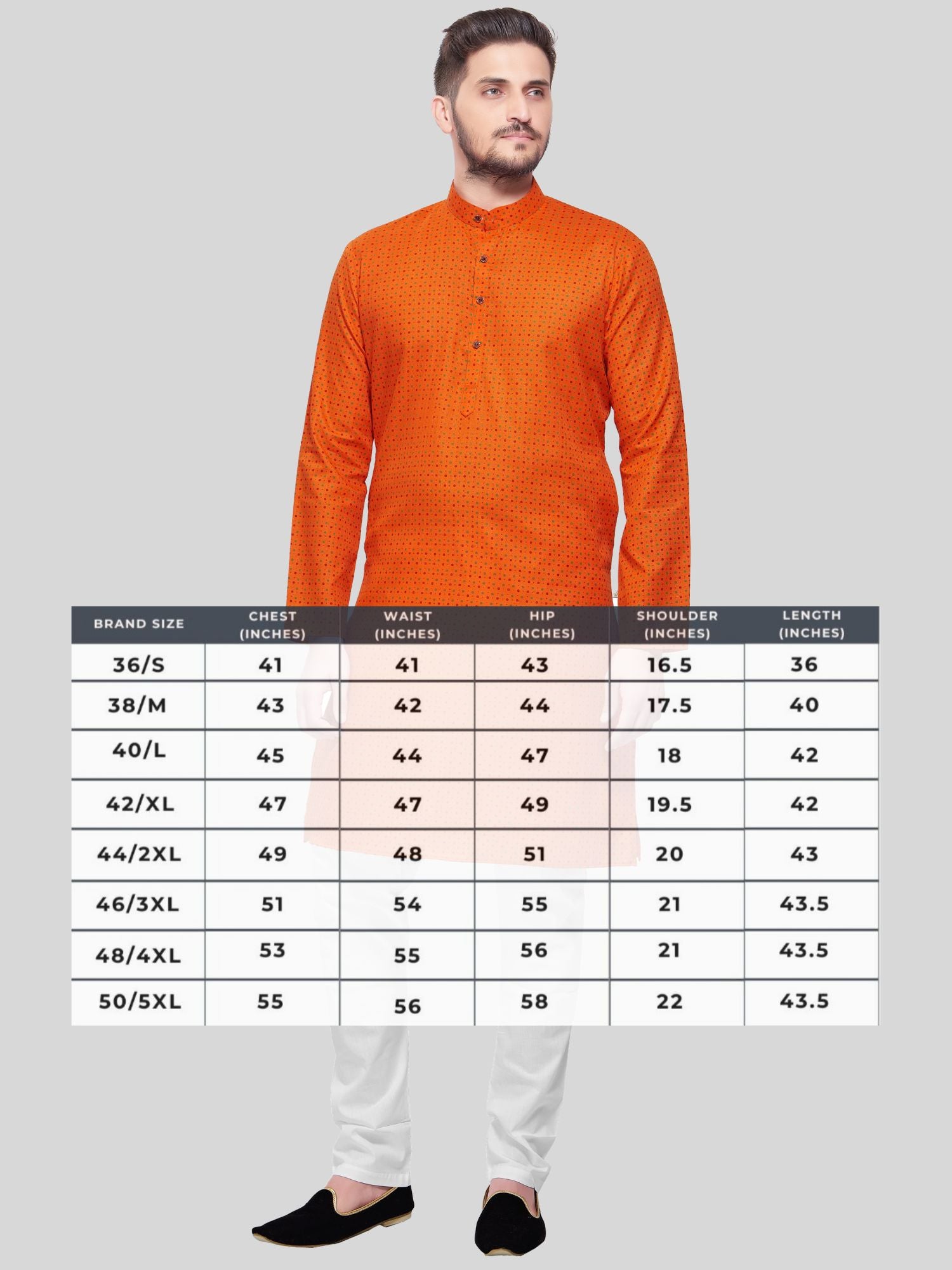 Apricot Orange Dot Printed Cotton Kurta and Matching Dhoti