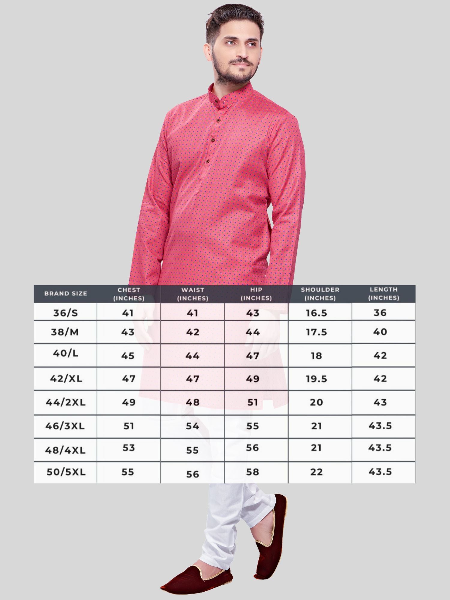 Persion Pink Dot Printed Cotton Kurta and Matching Dhoti
