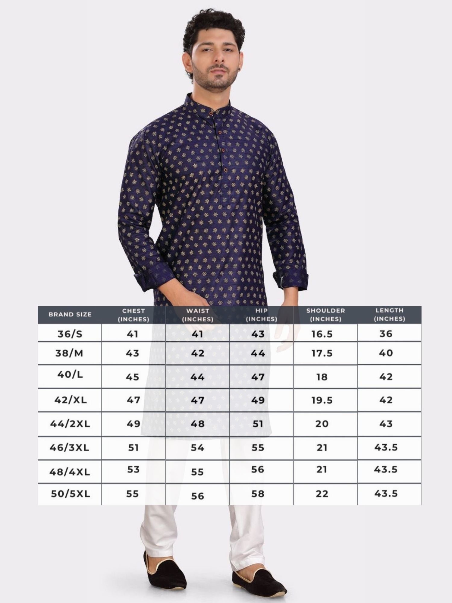 Indigo Blue Silk Printed Kurta and Matching Dhoti