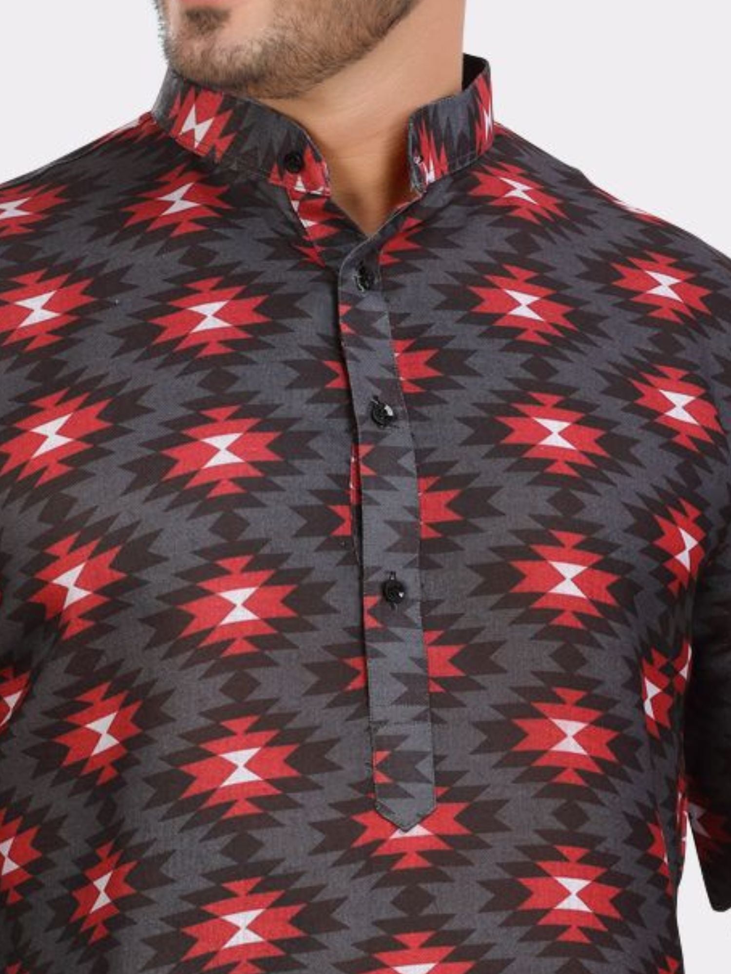 Jade Black Cotton Printed Kurta