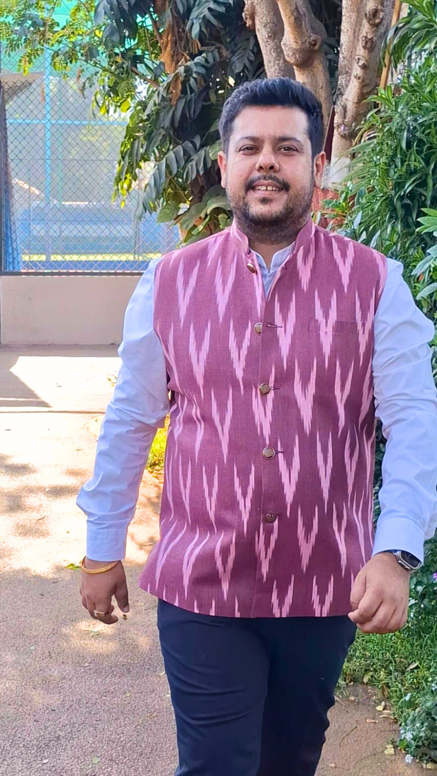 Rich Maroon Linen Cotton Nehru Jacket