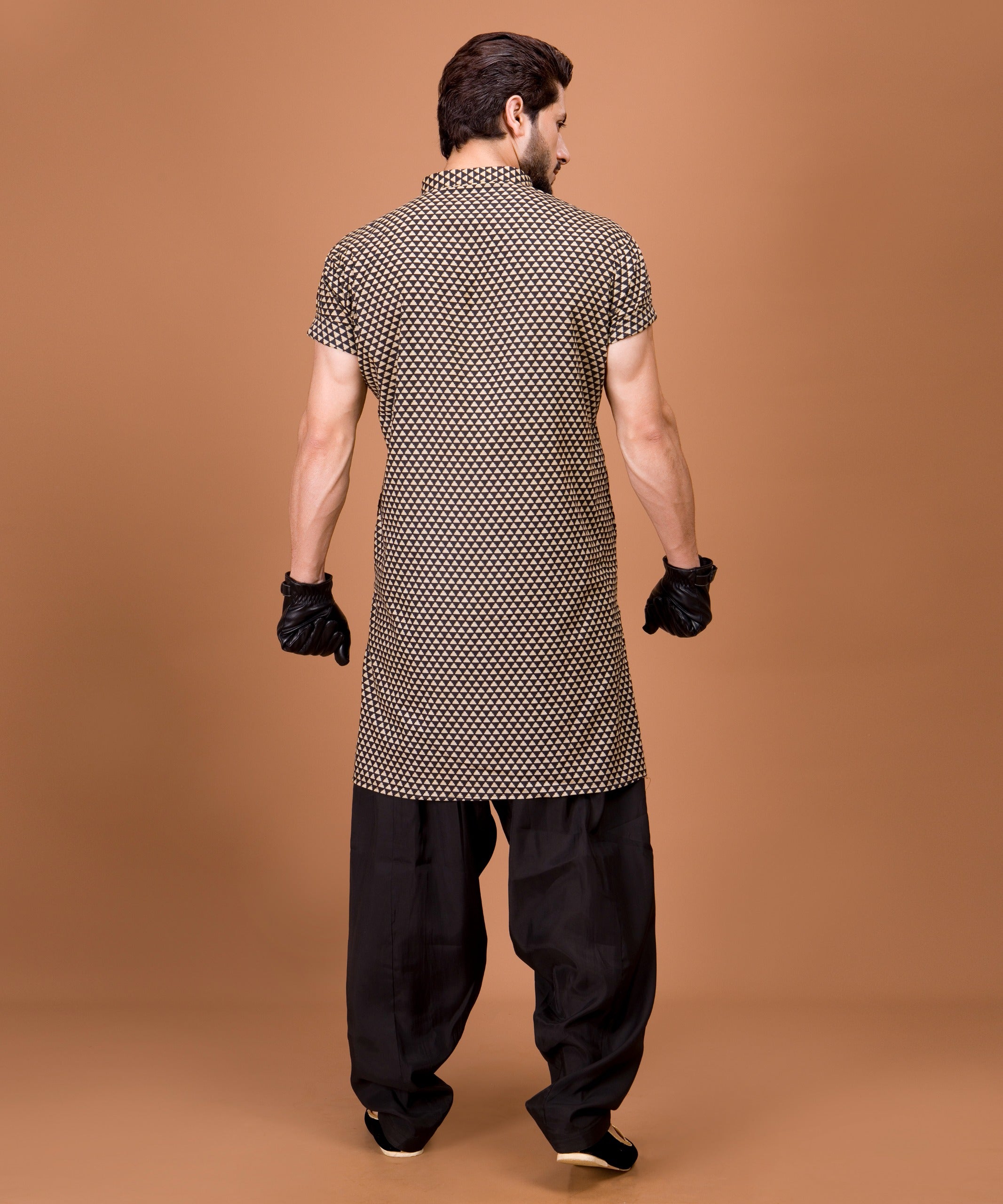 Jade Black & White Printed Cotton Kurta