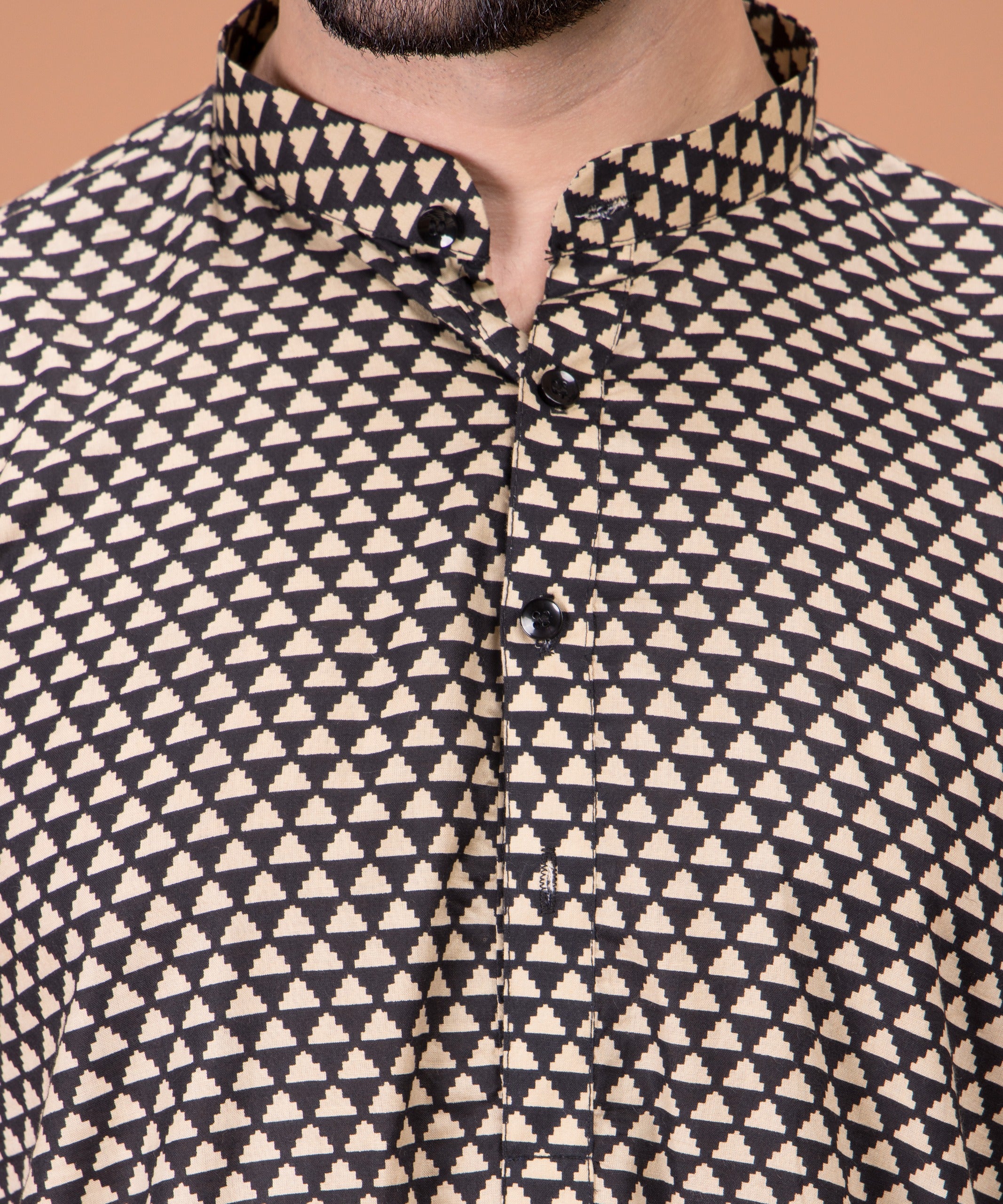 Jade Black & White Printed Cotton Kurta