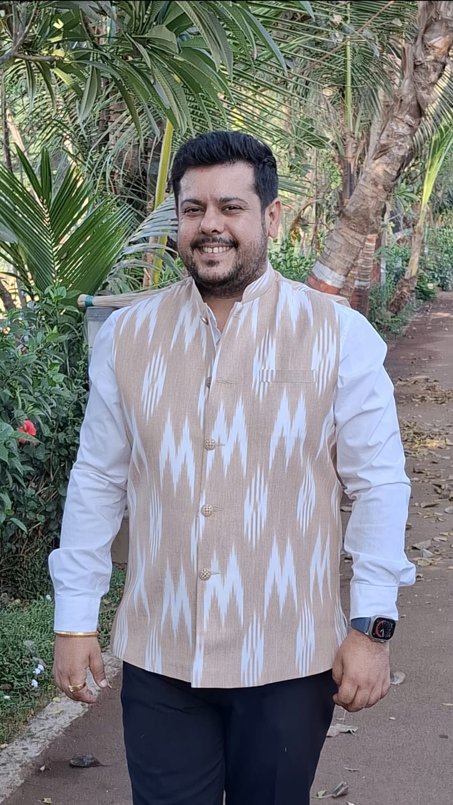 Cider Brown Linen Cotton Nehru Jacket