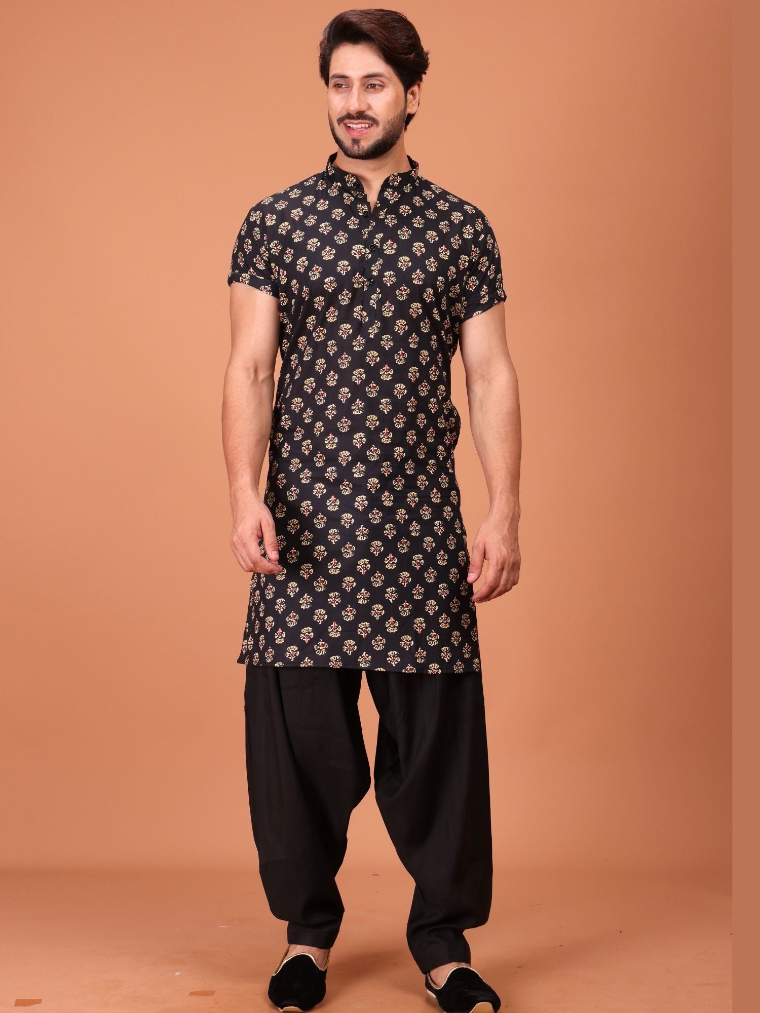 Shiwam Ethnix Printed Half Sleeves Cotton Kurta Salwar