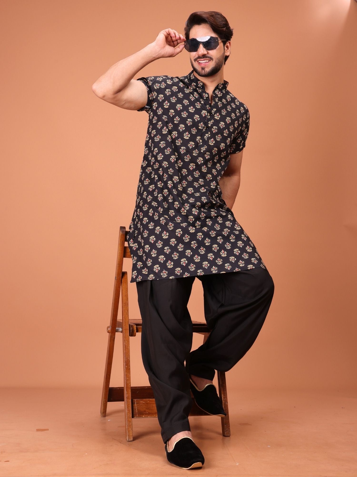 Shiwam Ethnix Printed Half Sleeves Cotton Kurta Salwar