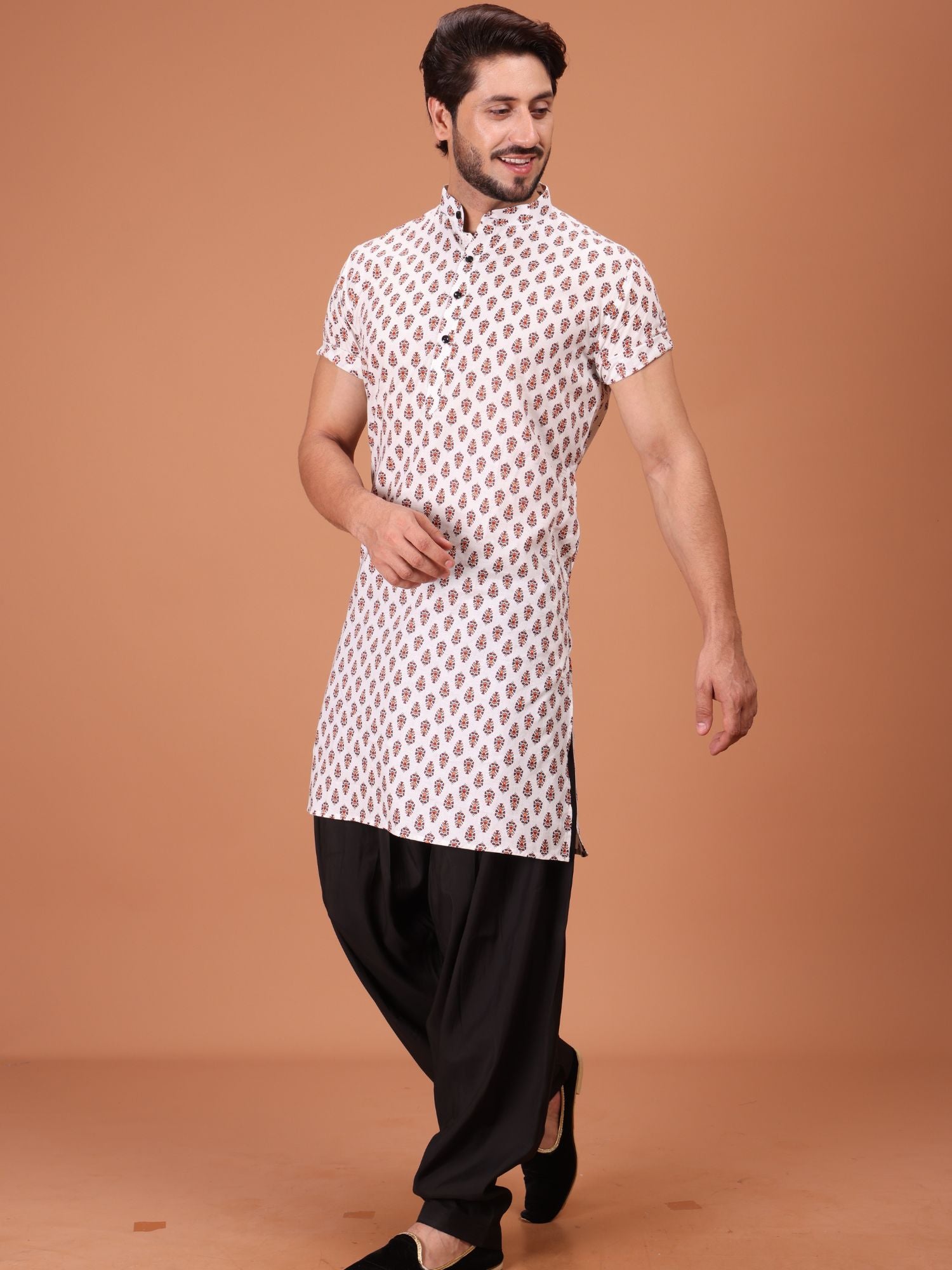 Shiwam Ethnix Printed Half Sleeves Cotton Kurta Salwar