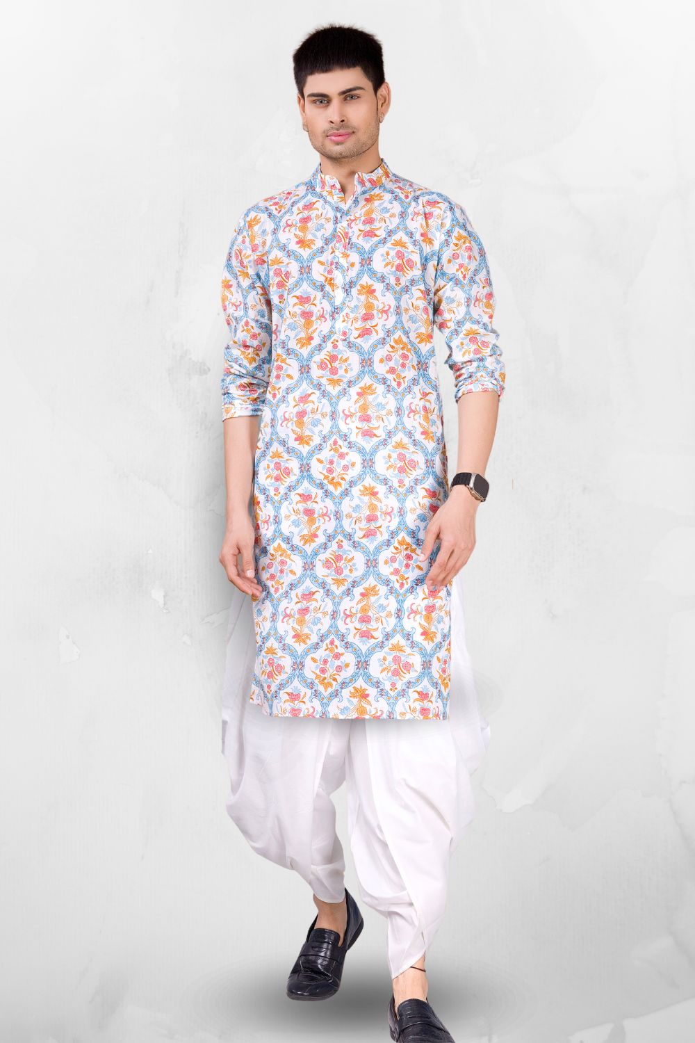 Iris Blue Paisley Design Cotton Kurta Set
