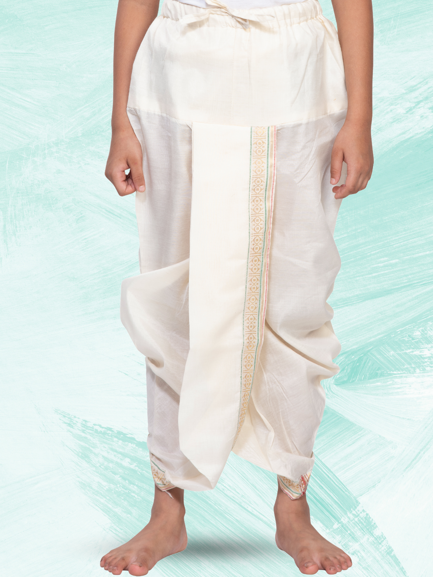 Shine Gold Pitambari Dhoti Ready To Wear Cotton Silk Dhoti
