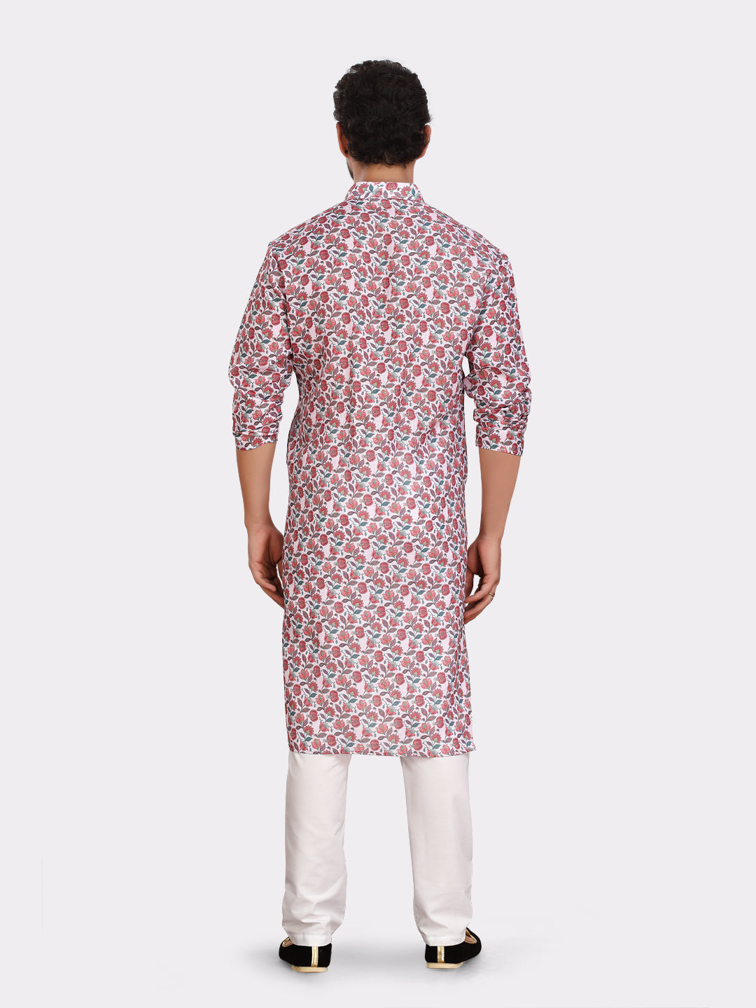 Coral Peach Cotton Printed Kurta