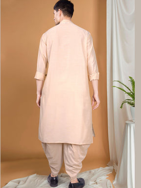 Butter Cream Solid Kurta Peshawari Set