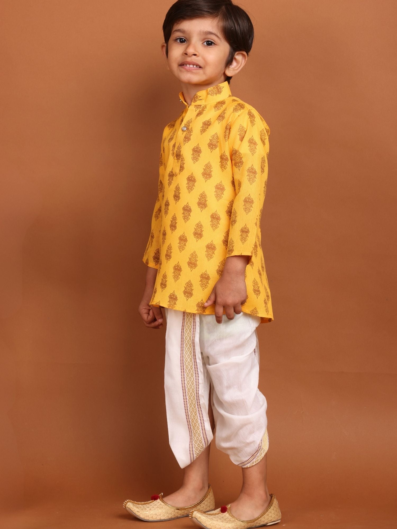 Shine Of Yellow Long Sleeves Cotton Printed Kurta Top
