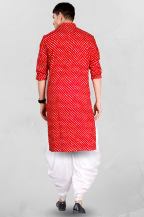 Barn Red Paisley Design Cotton Kurta Peshawari Set