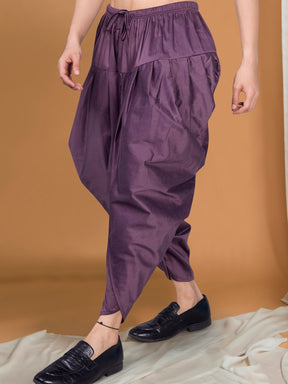 Voilet Purple Ready To Wear Cotton-Silk Peshawari Dhoti