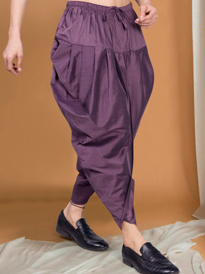 Voilet Purple Ready To Wear Cotton-Silk Peshawari Dhoti