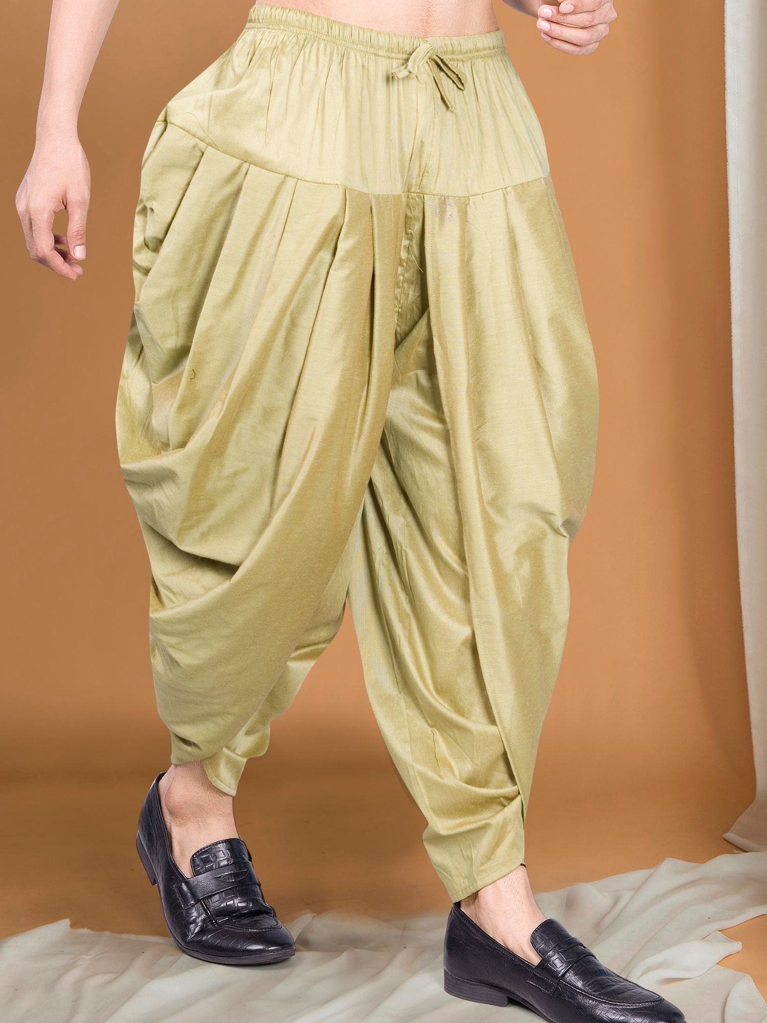 Mint Green Ready To Wear Cotton-Silk Peshawari Dhoti