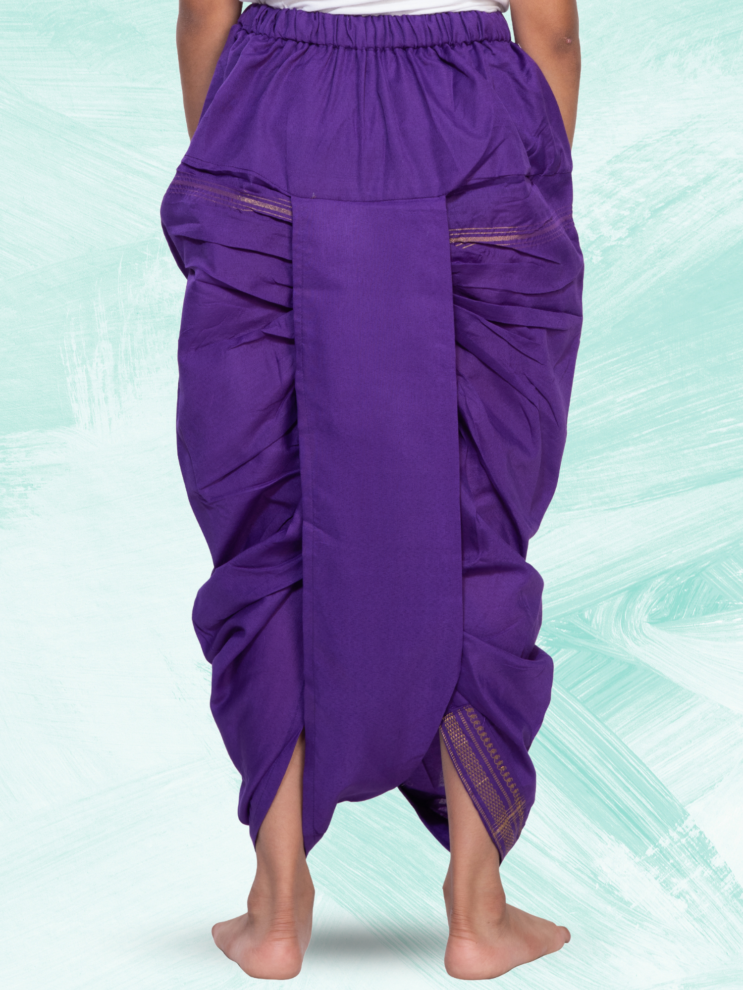 Purple  Pitambari Dhoti Ready To Wear Cotton Silk Dhoti