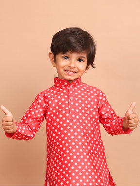 Barn Red Silk Printed Kurta Top