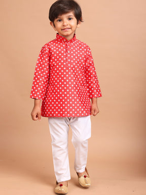 Barn Red Silk Printed Kurta Top