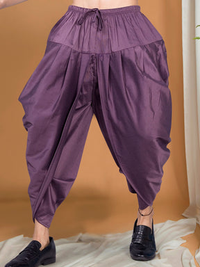 Voilet Purple Ready To Wear Cotton-Silk Peshawari Dhoti