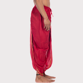 Red  Pitambari Dhoti Ready To Wear Cotton Dhoti