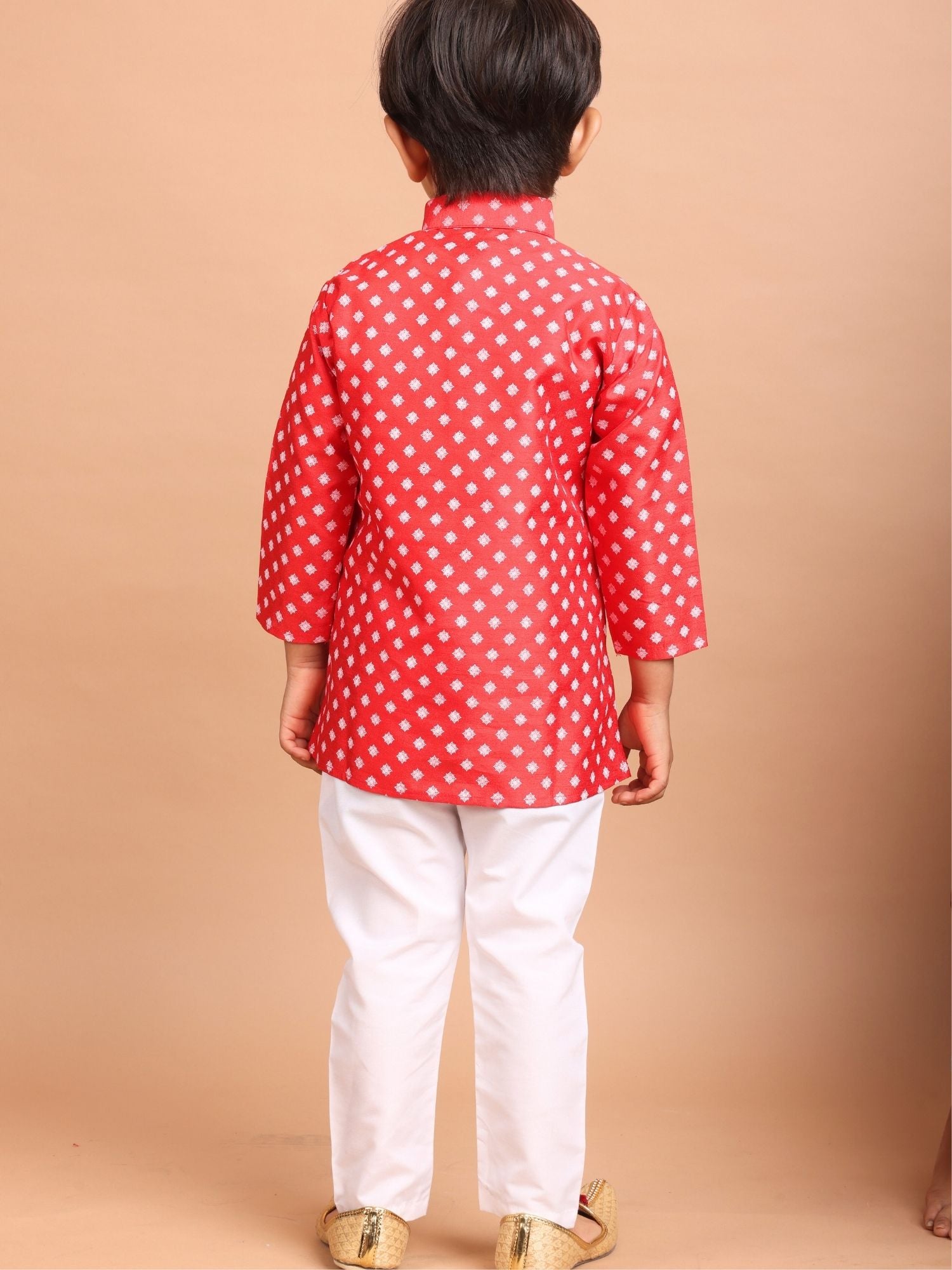 Barn Red Silk Printed Kurta Top