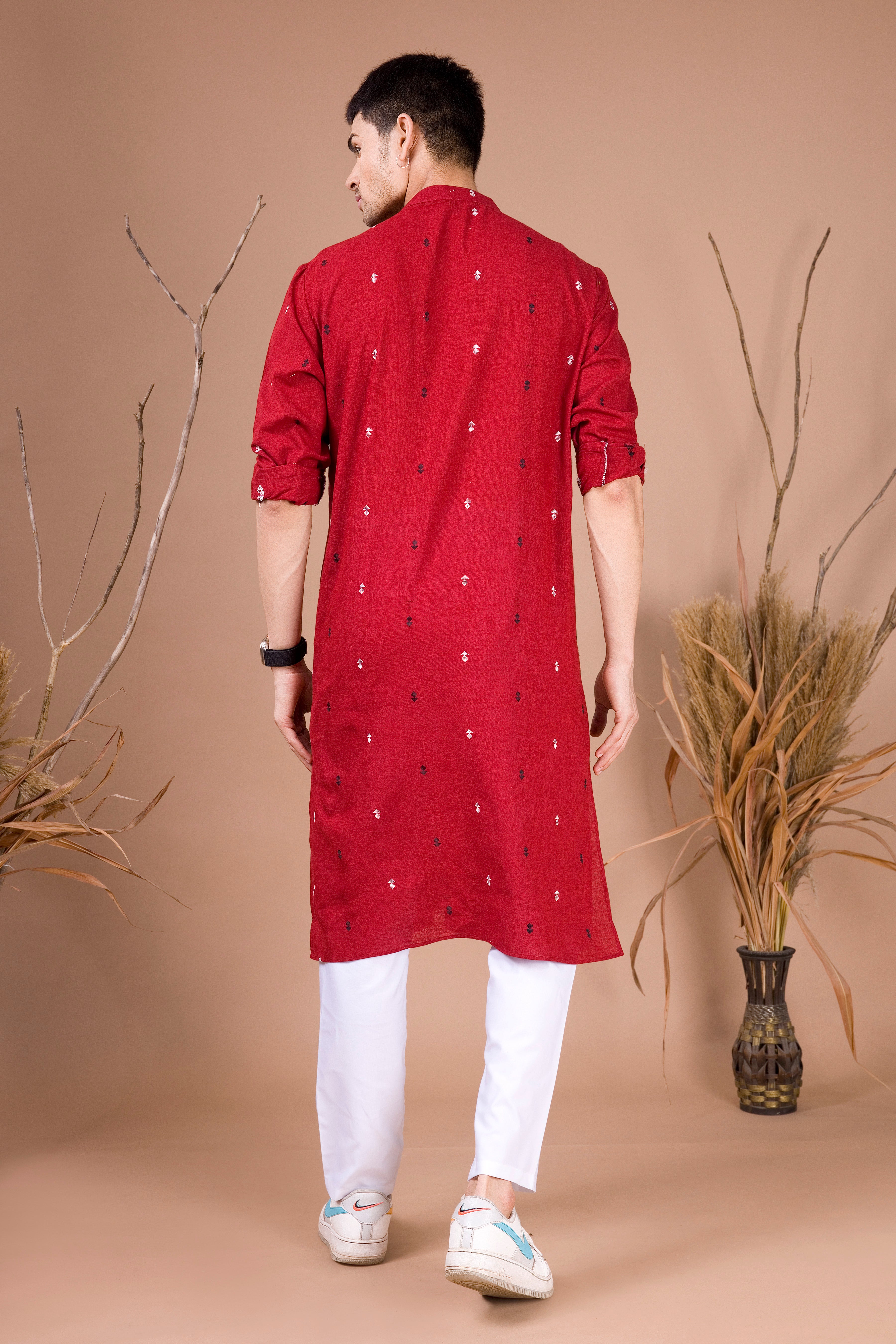 Barn Red Printed Cotton Kurta