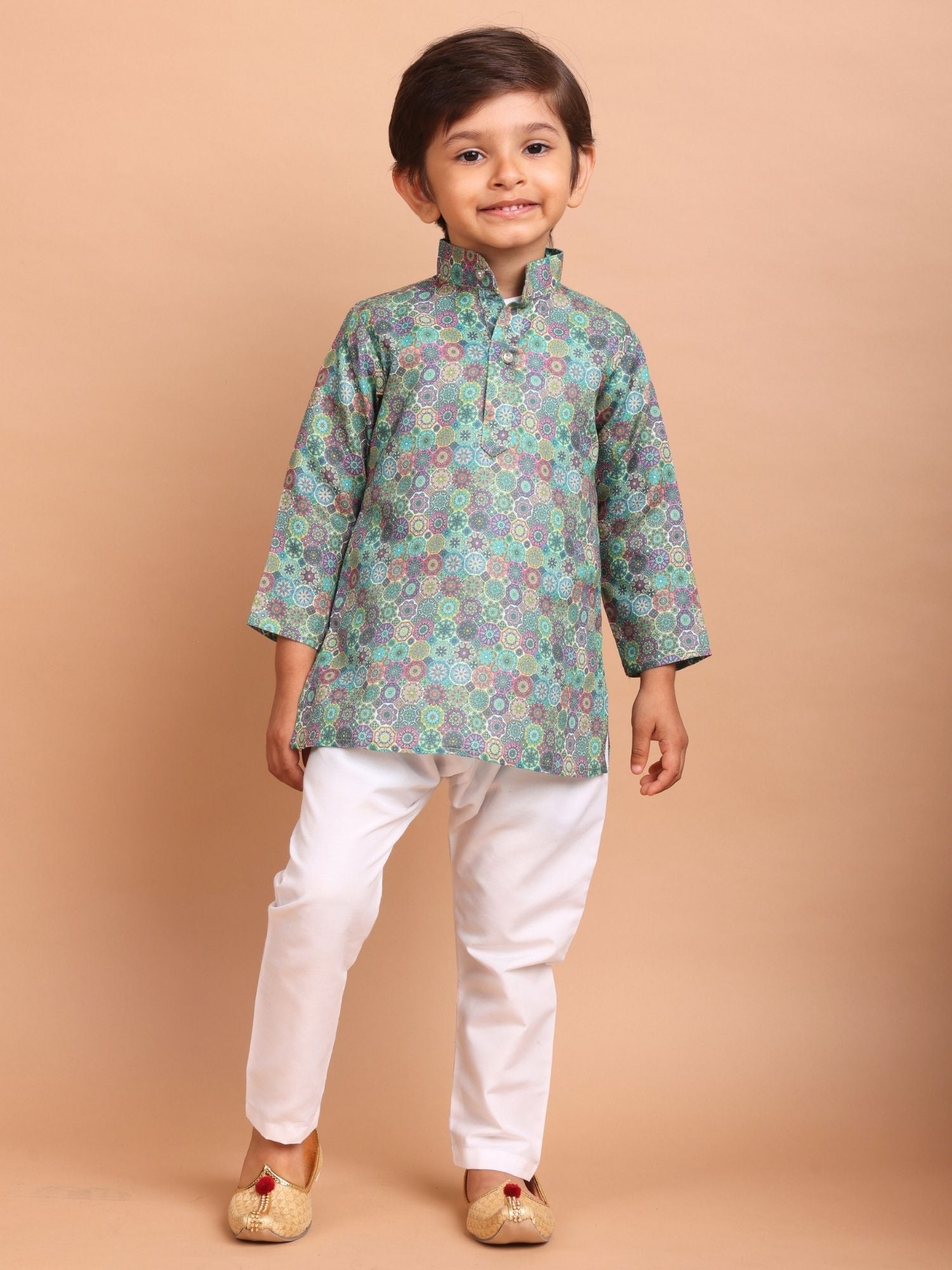 Tropical Green Cotton Printed Kurta Top