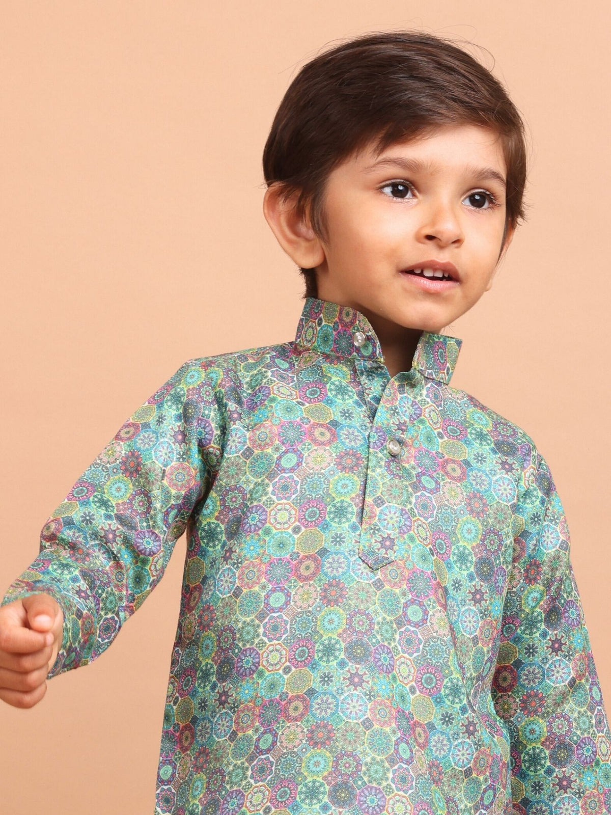 Tropical Green Cotton Printed Kurta Top