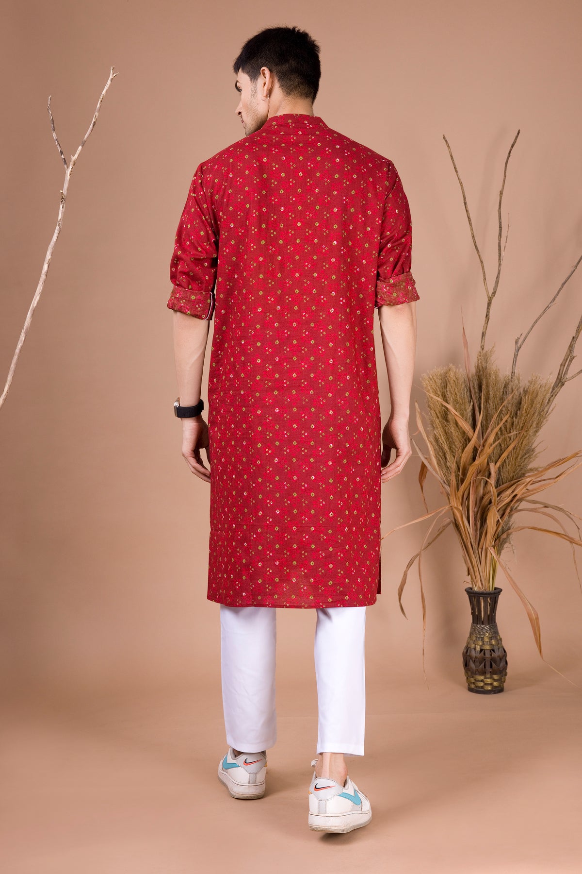 Barn Red Printed Cotton Kurta