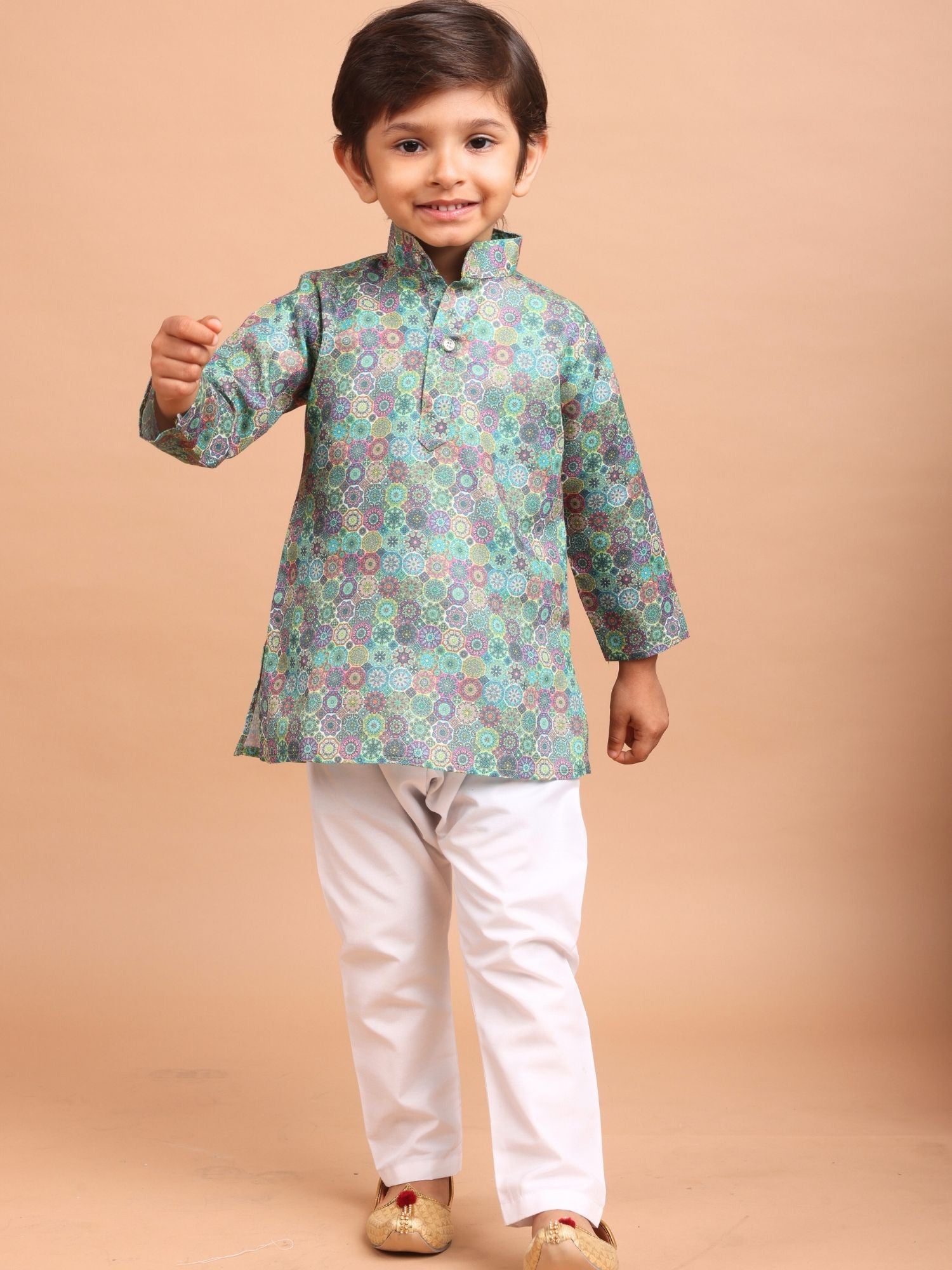 Tropical Green Cotton Printed Kurta Top