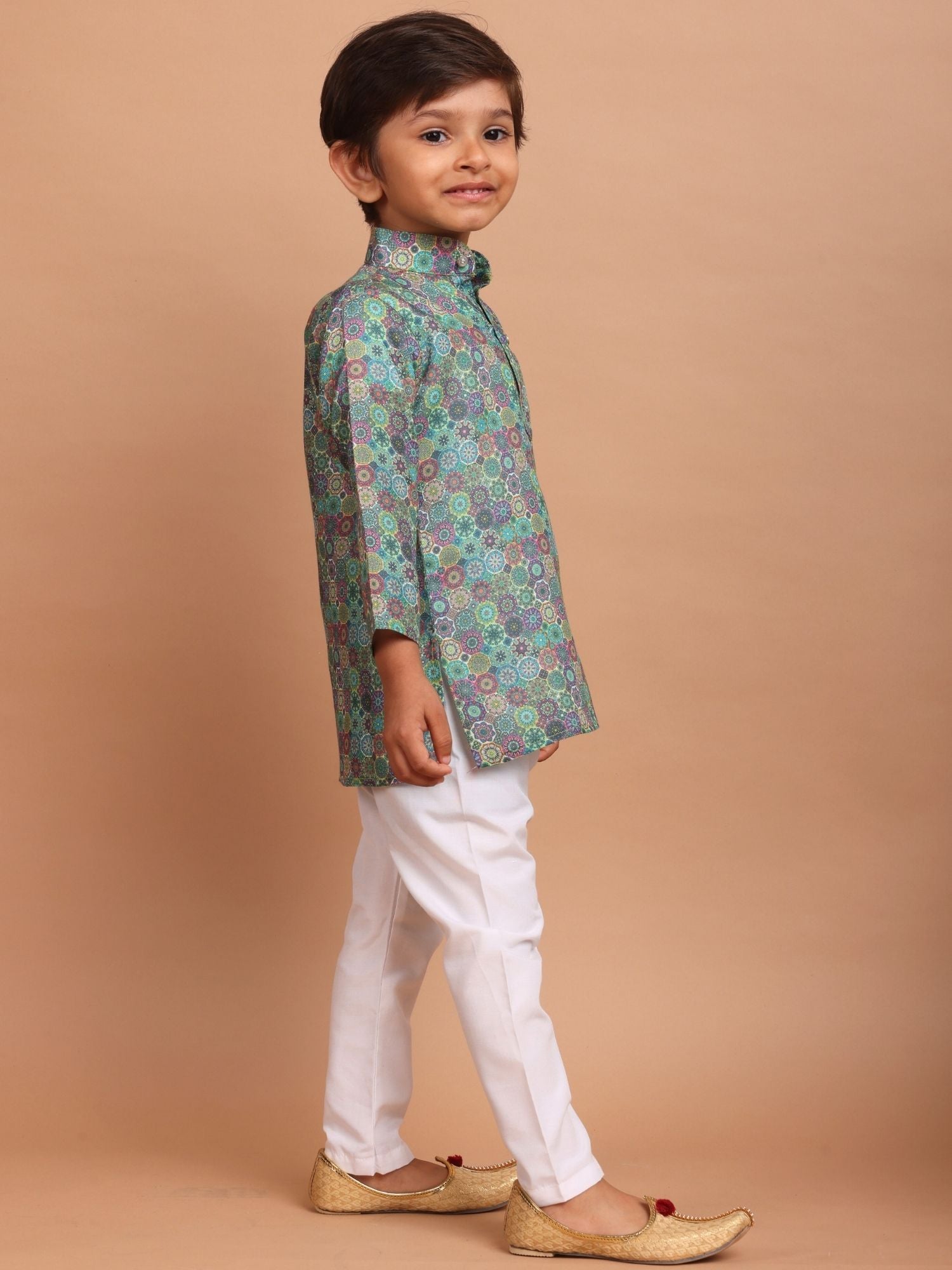 Tropical Green Cotton Printed Kurta Top