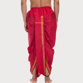 Red  Pitambari Dhoti Ready To Wear Cotton Dhoti