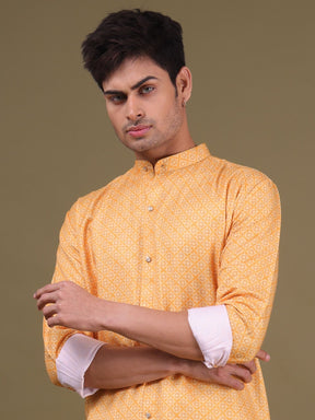 Shine Of Yellow Pastel Cotton Kurta