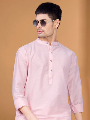 Parsion Pink  Solid Kurta Peshawari Set