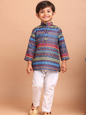 Azure Blue Cotton Printed Kurta Top