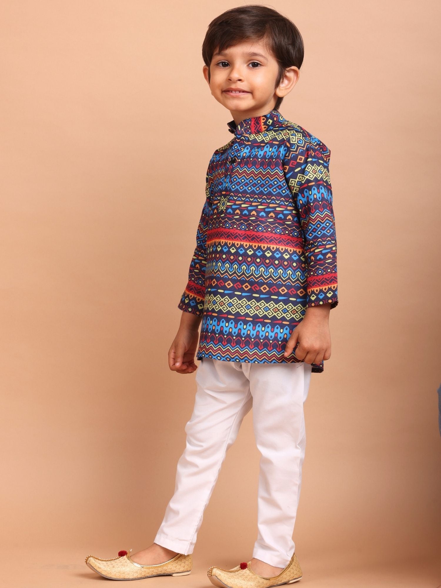 Azure Blue Cotton Printed Kurta Top