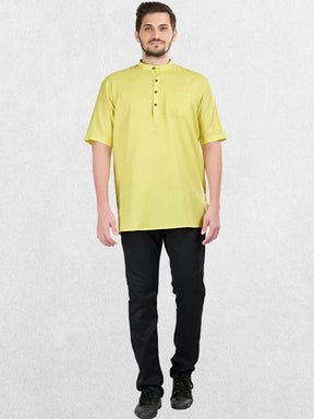 Solid Short Sleeves Casual Short Kurta