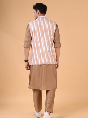 Cider Browm Solid Pattern Cotton  Kurta Jacket Set