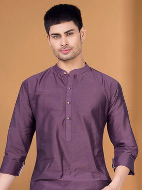 Purple Solid Kurta Peshawari Set