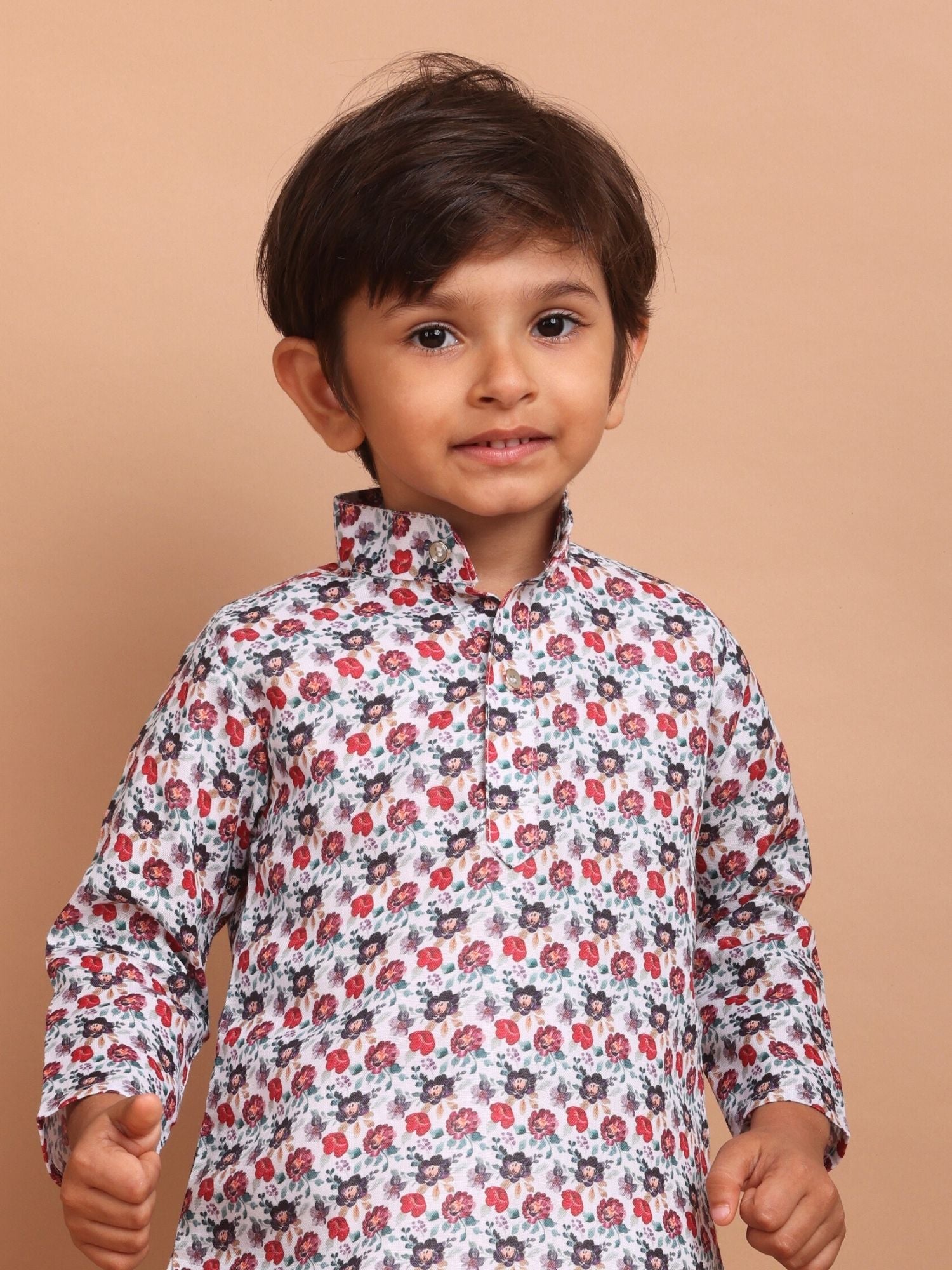 Perl White Cotton Printed Kurta Top