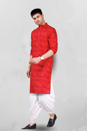 Barn Red Paisley Design Cotton Kurta Peshawari Set