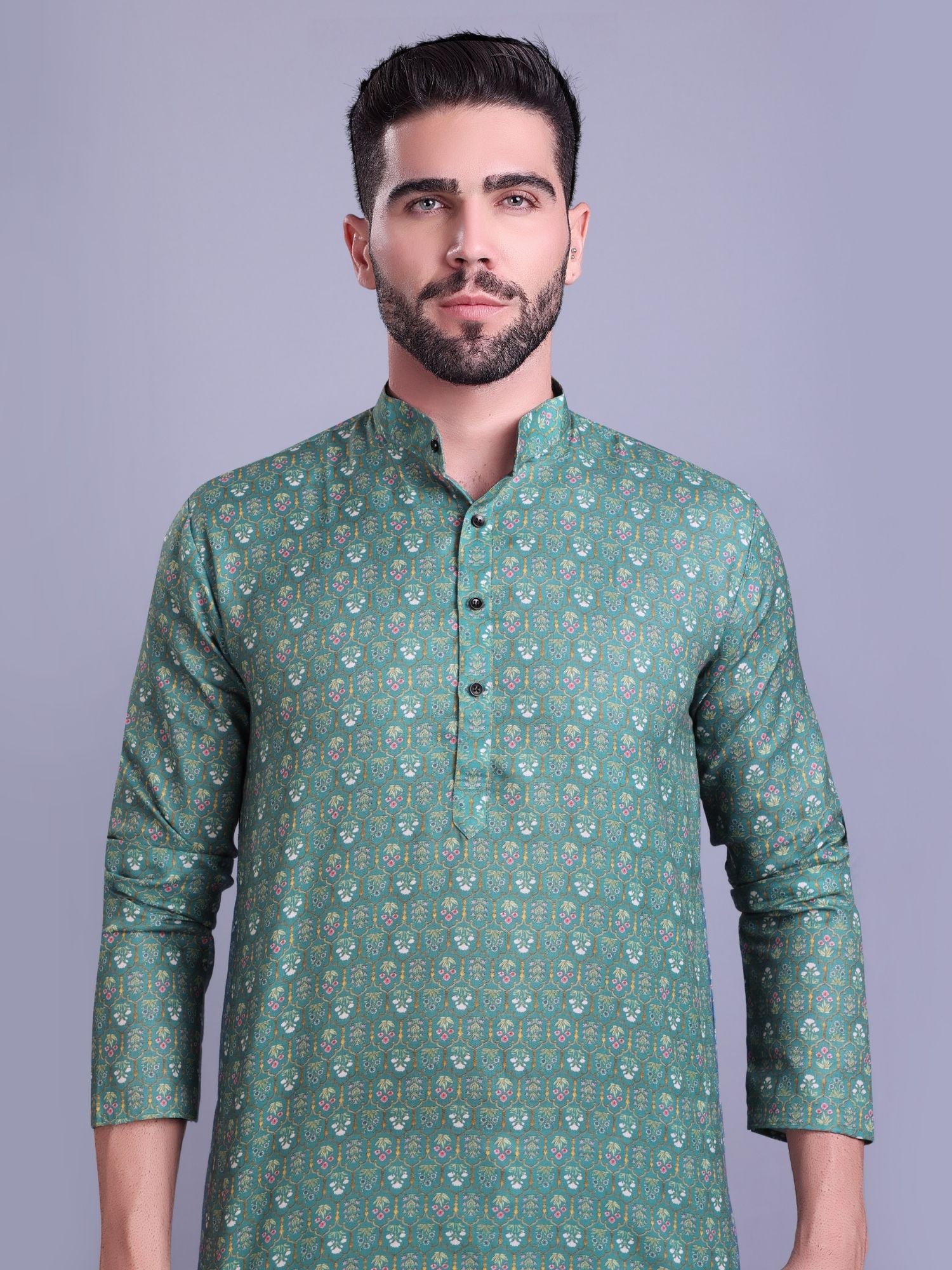 Shark Grey Indi Print Cotton Kurta