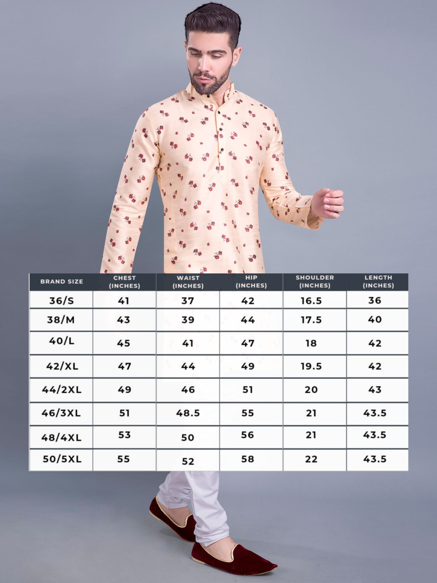 Coral Peach Hloom Printed Silk Kurta